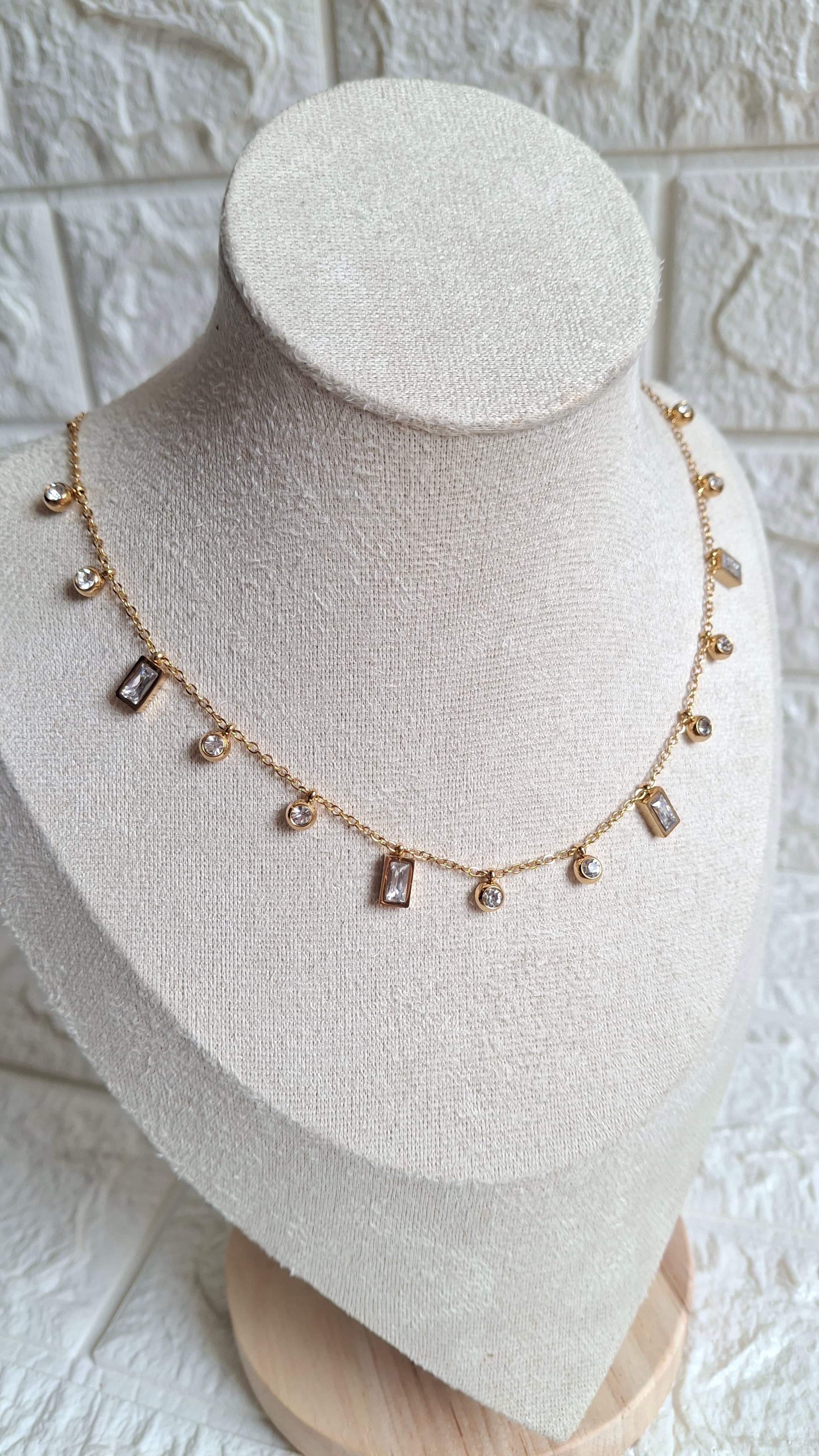 Crystal Charms Bezel Dangle Necklace