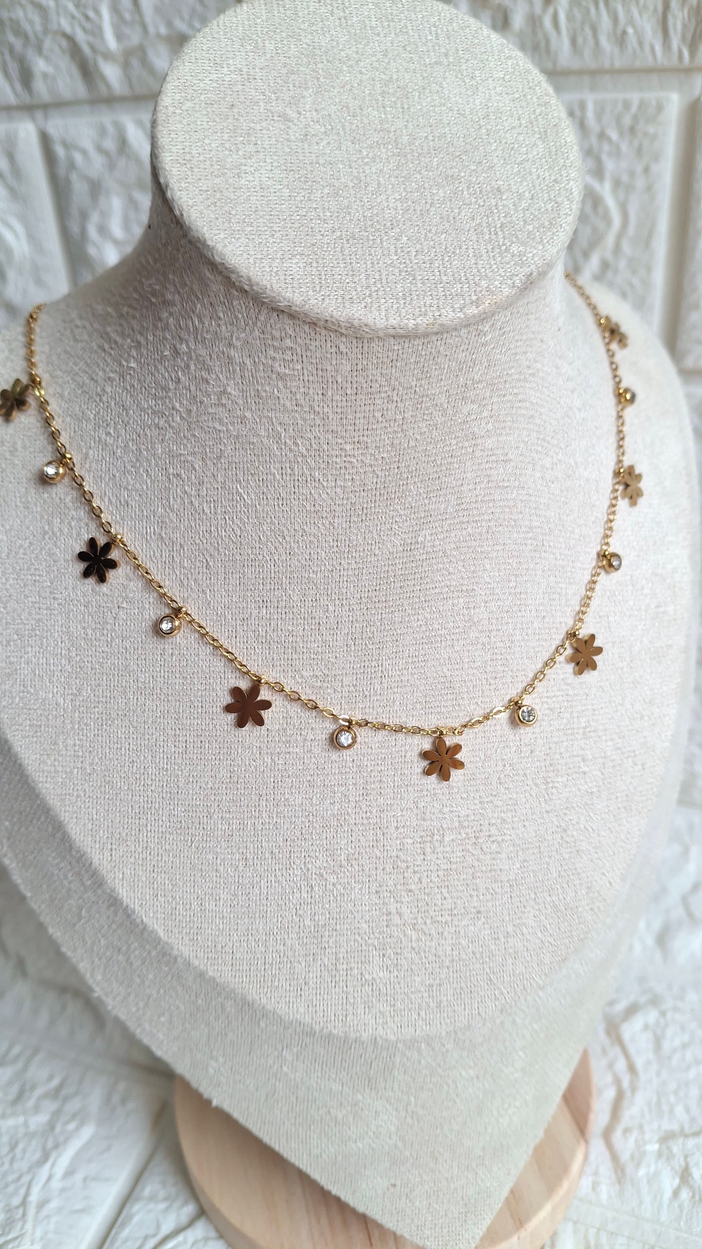 Dainty Gold Floral Station Necklace