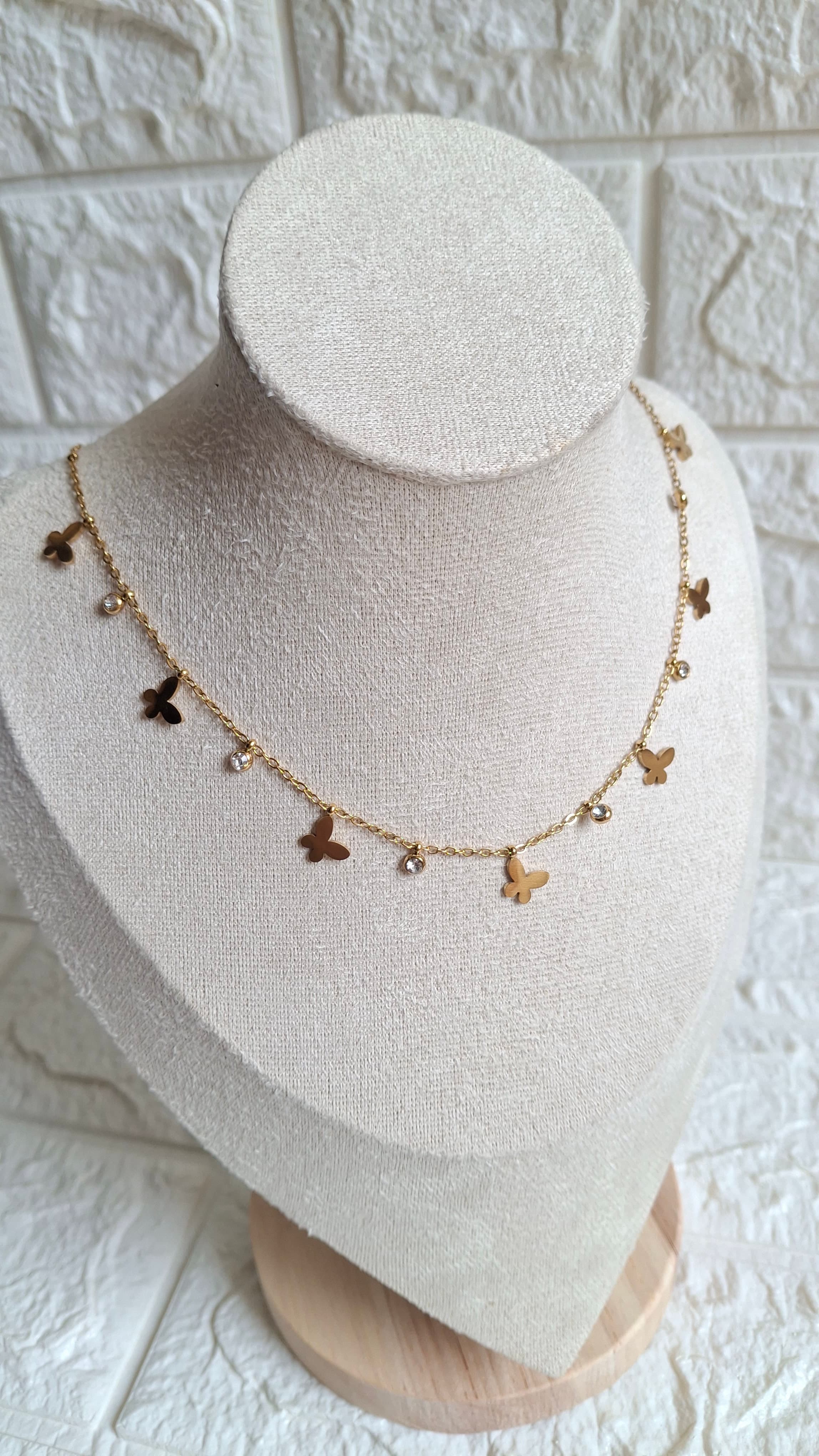 Minimalist Dangling Butterfly Crystal Chain