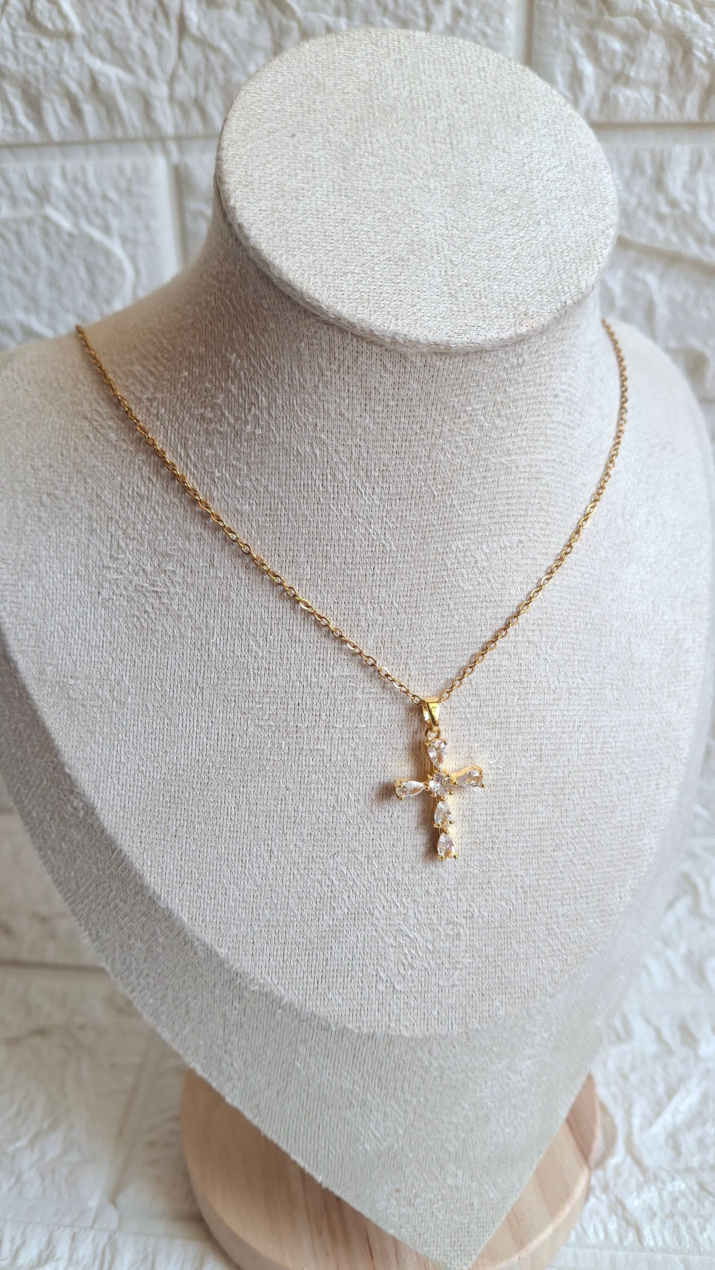 Dainty Crystal Cross Necklace