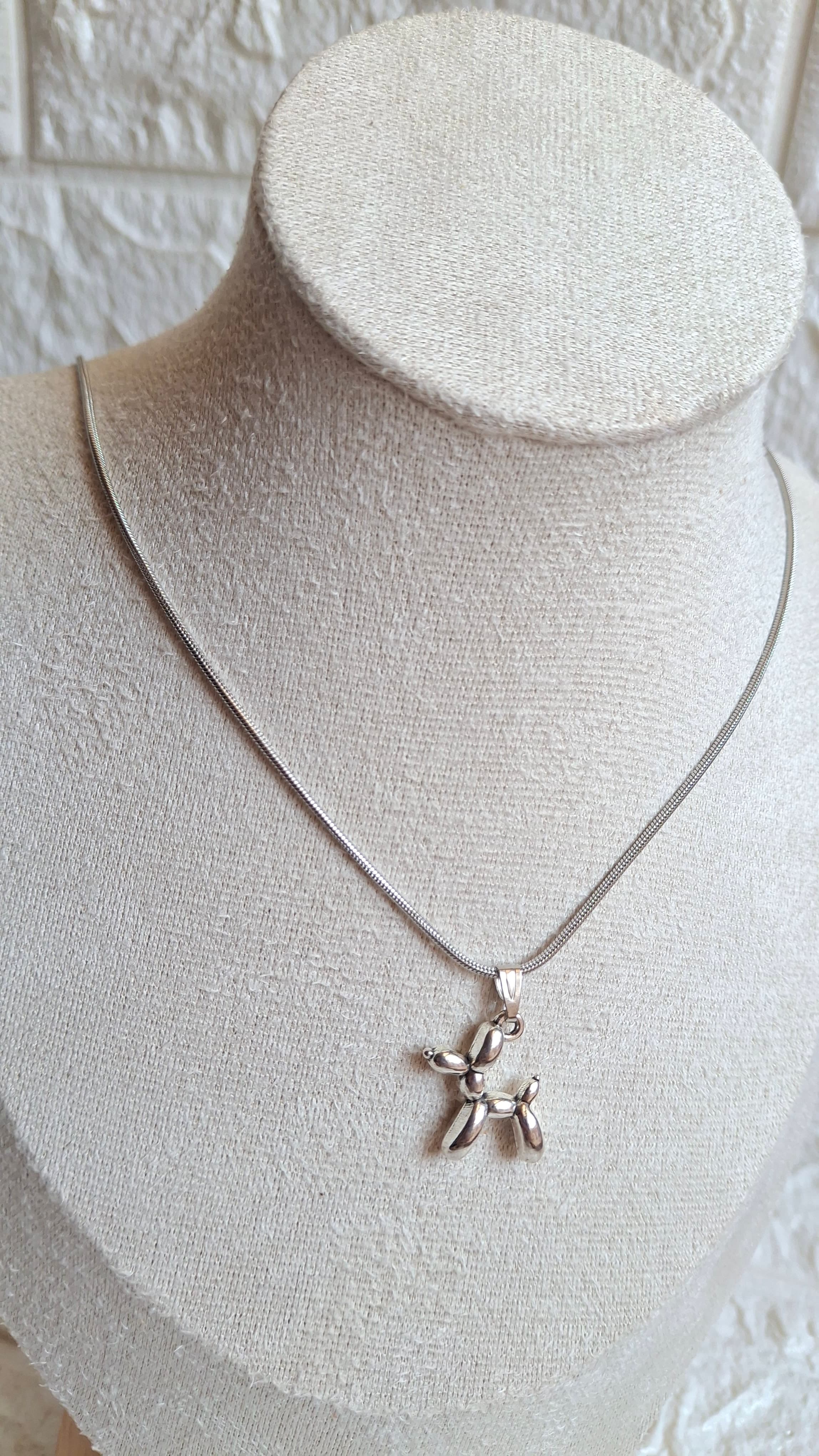Silver Balloon Dog Charm Necklace