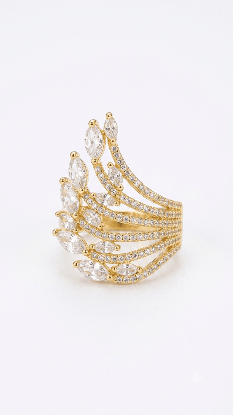 Premium Crystal Wing Adjustable Ring