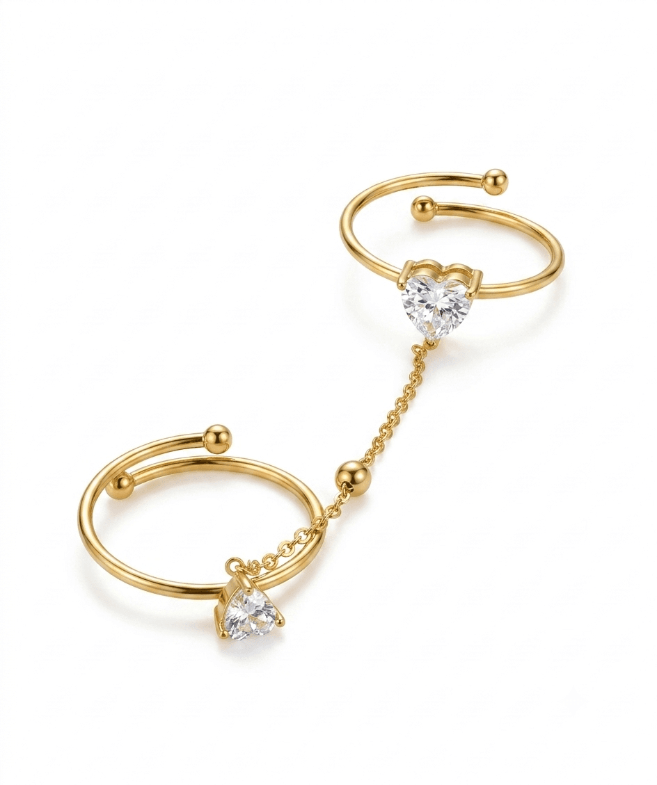 Adjustable Delicate Heart Connector Ring
