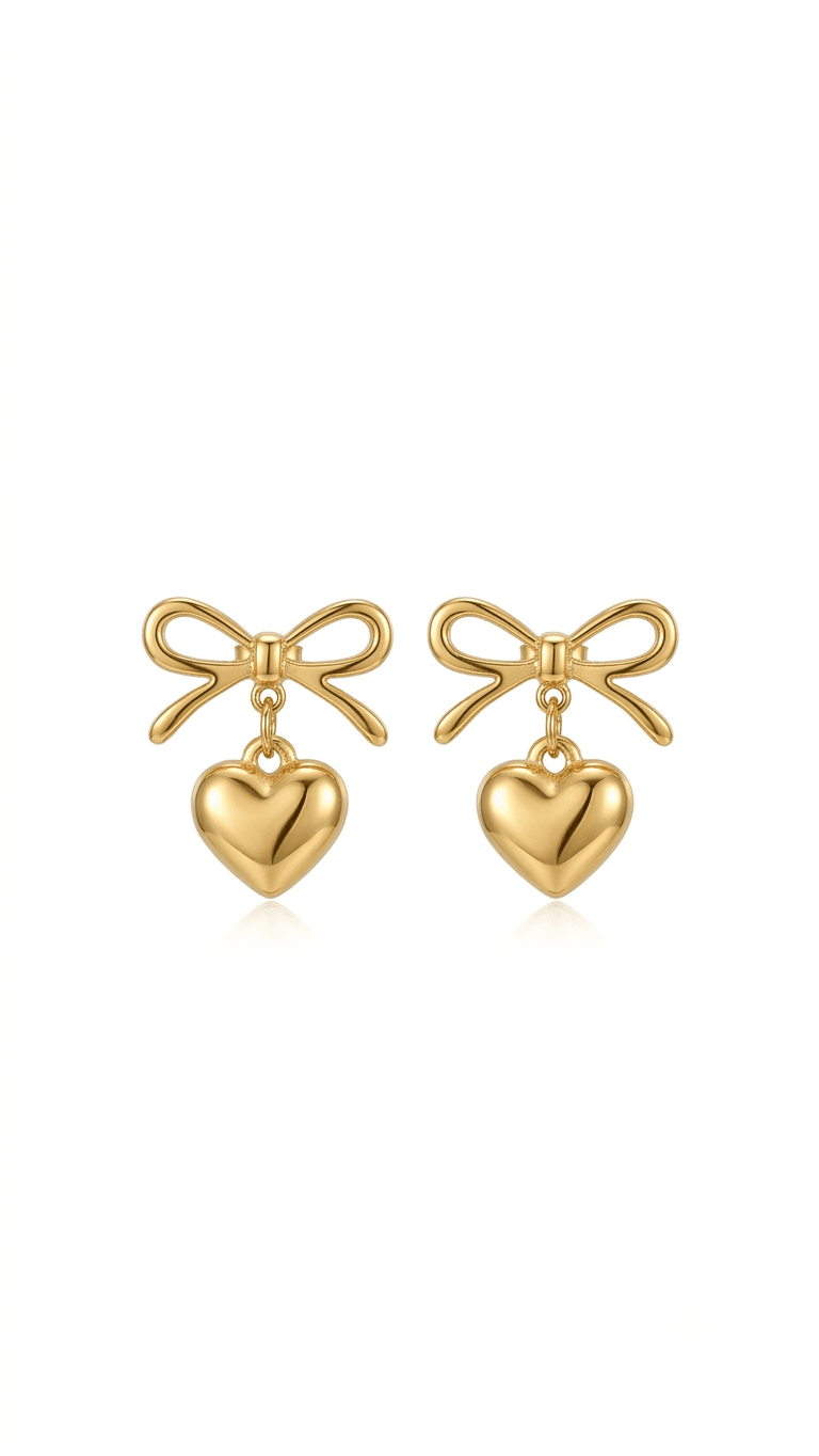 Bow With Heart Earrings
