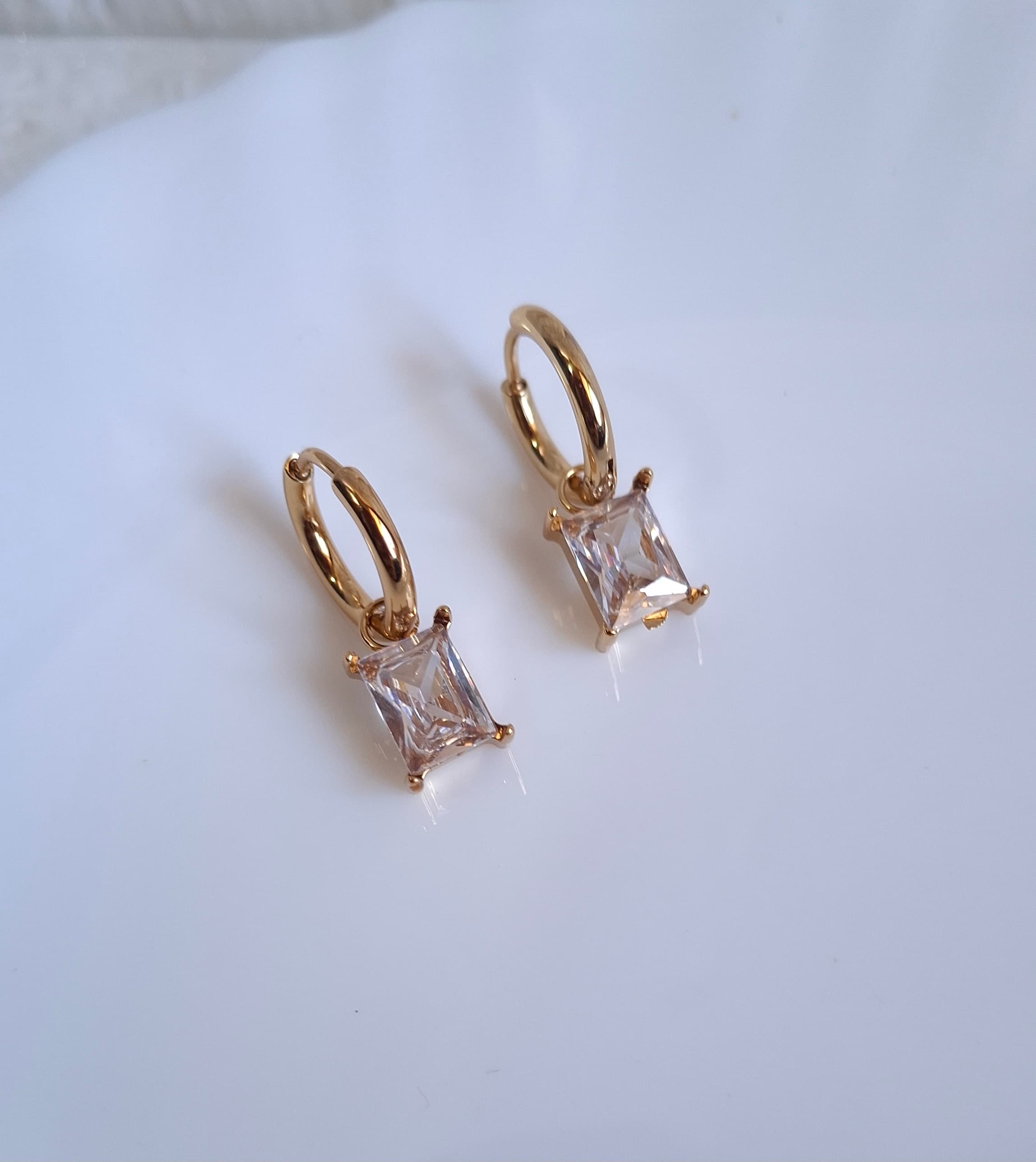Rectangular Charm Hoops
