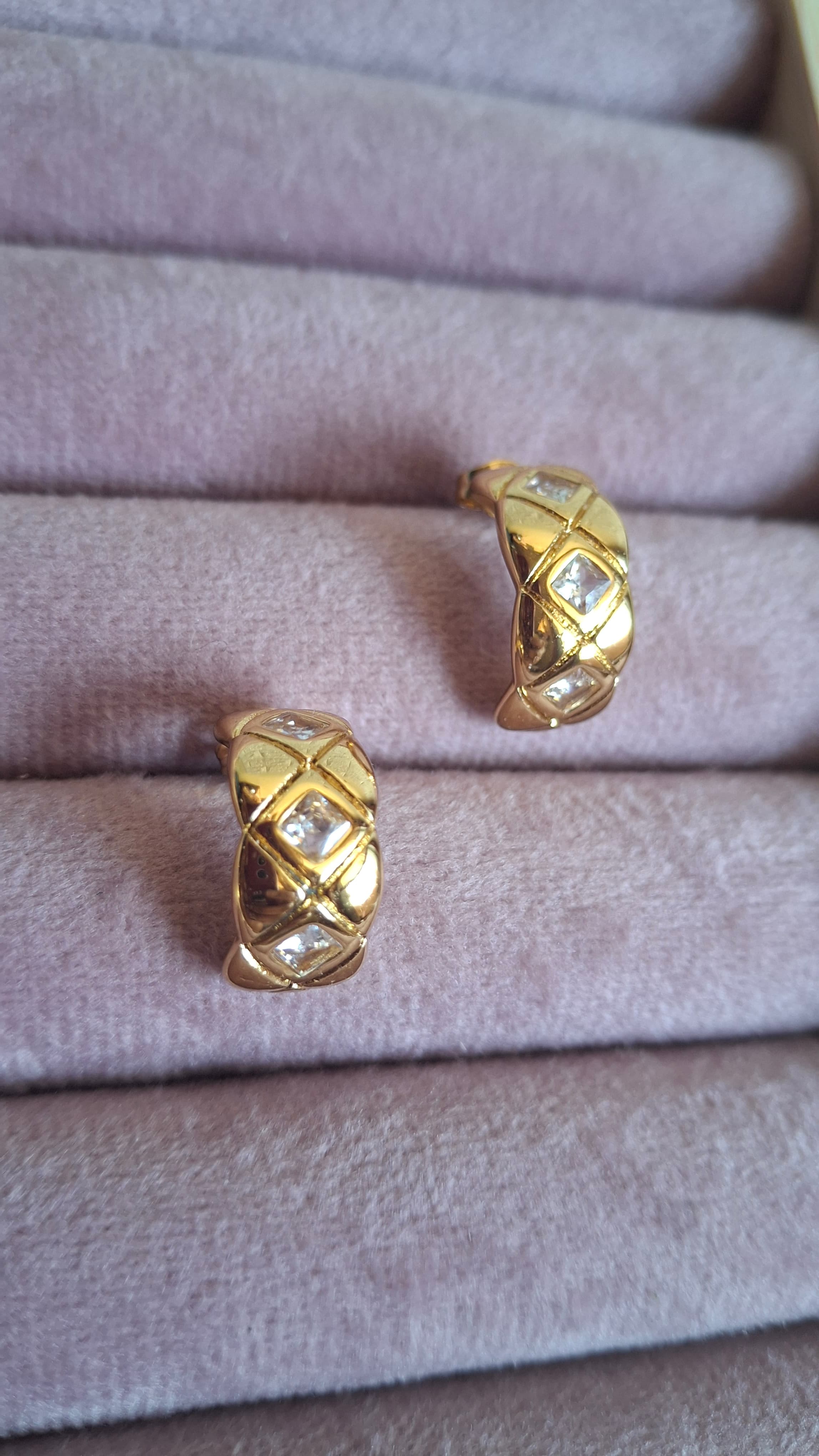 Gold Plated Quilted Hoops