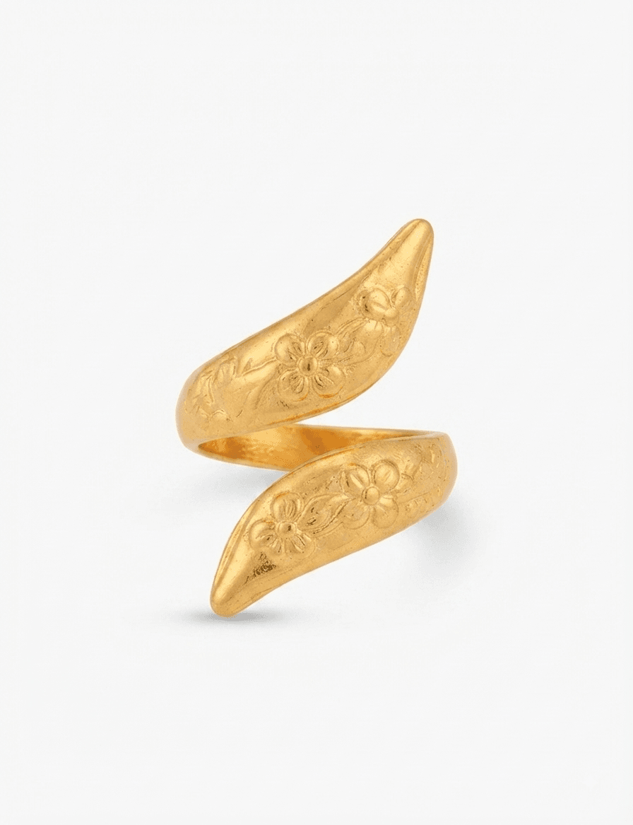 Gold Plated Floral Wrap Adjustable Ring