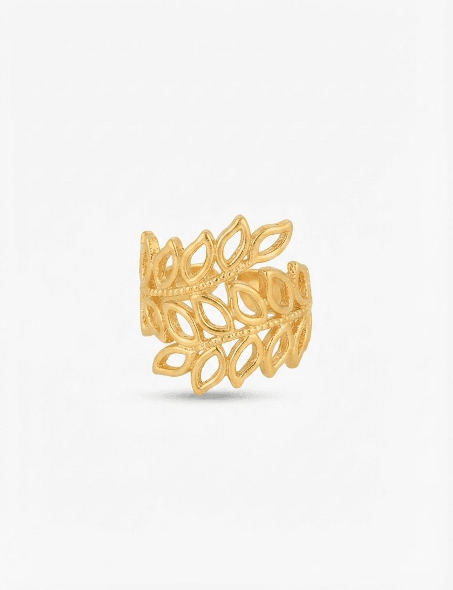 Linear Leaf Hollow Adjustable Ring