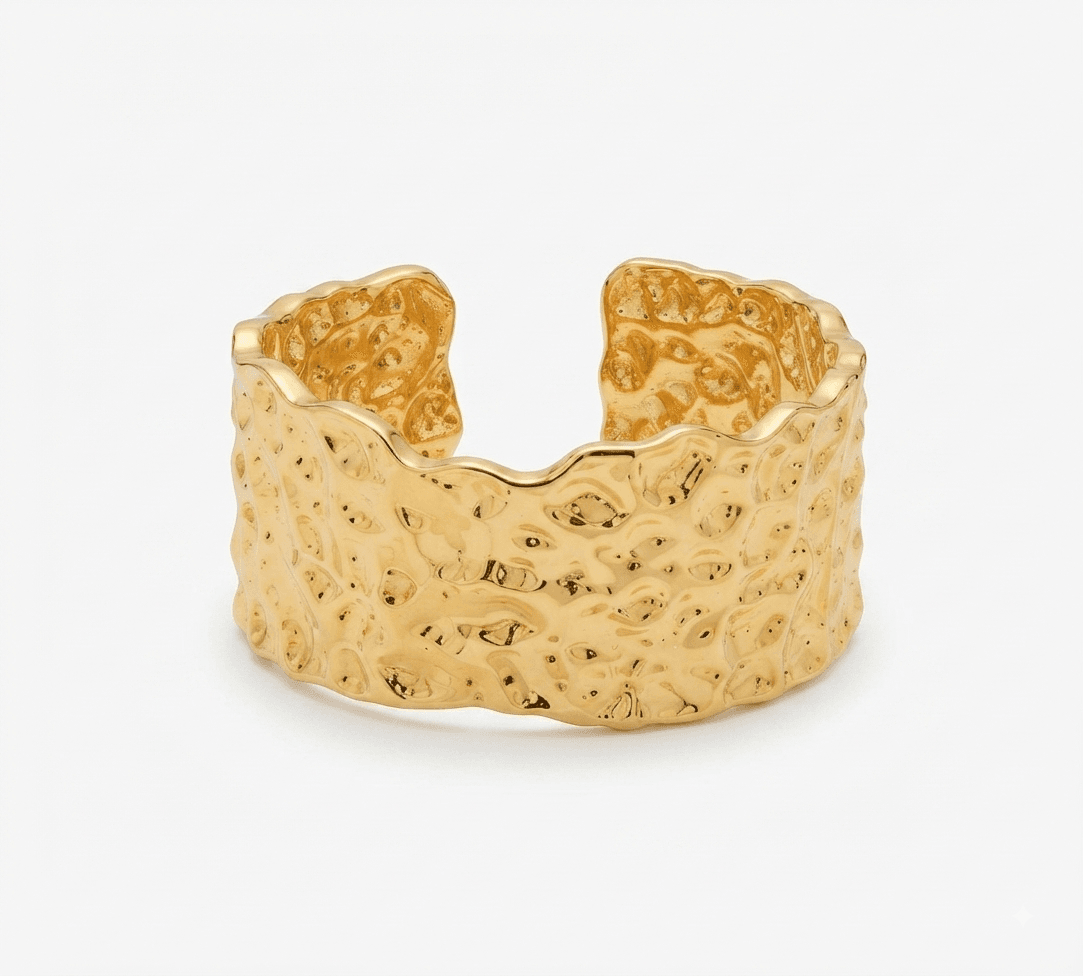 Chunky Textured Cuff Adjustable Ring