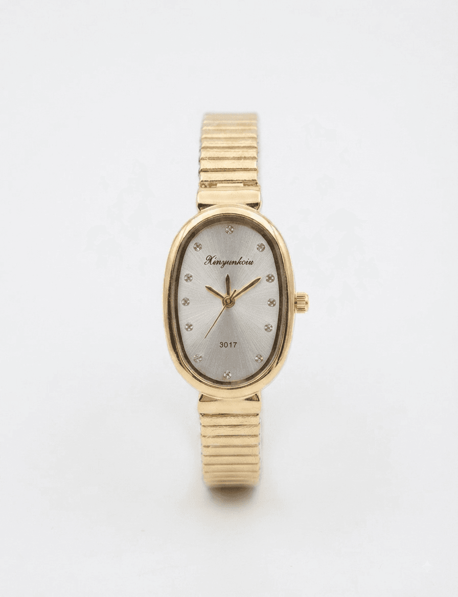 Vintage Oval Gold-Tone Quartz Bracelet Watch