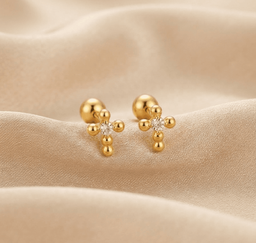 Dainty Bubble Cross Ball Back Studs