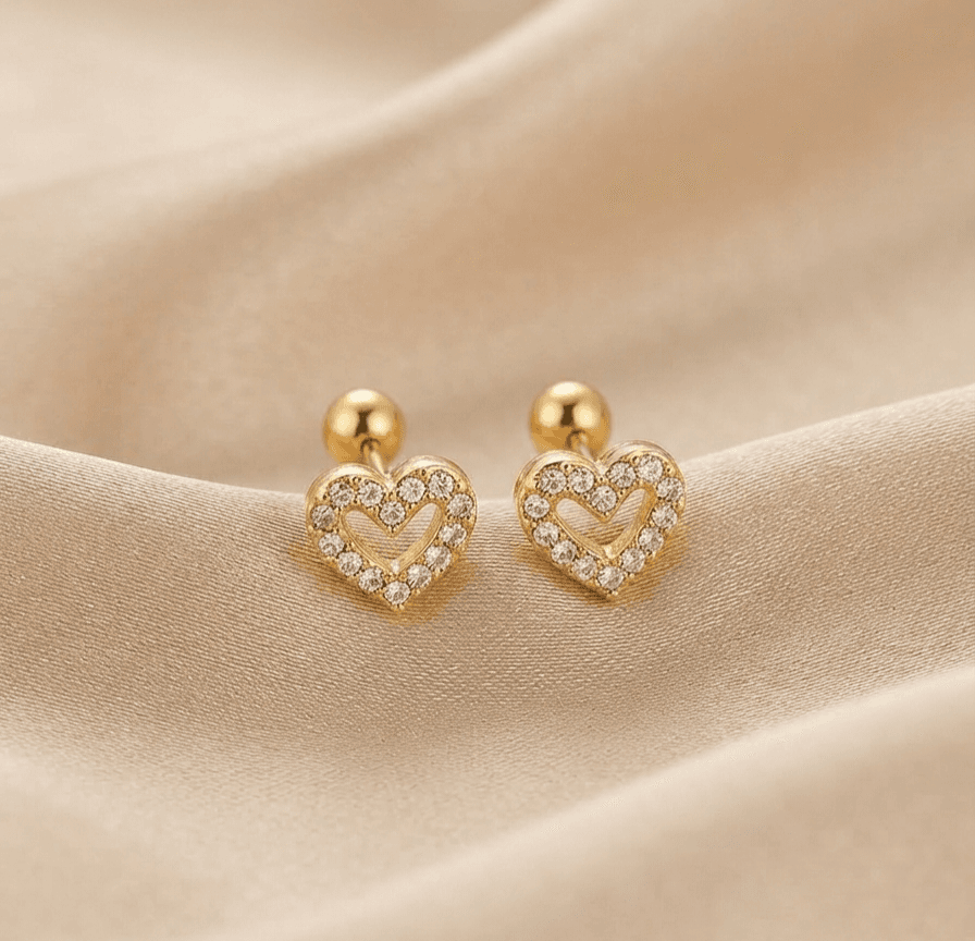 Aura Heart Pavé Ball-Back Studs