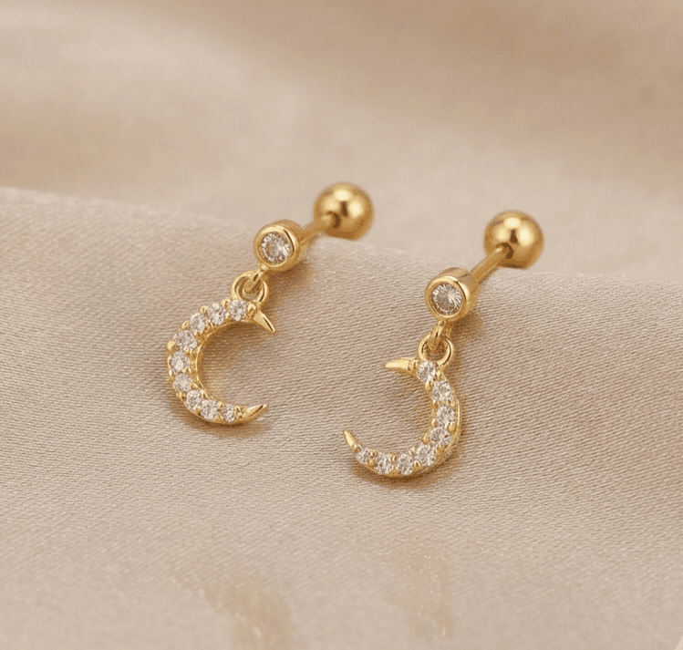 Sparkling CZ Moon Drop Ball Back Stud