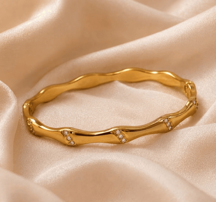 Bamboo Wave CZ Baby Size Bracelet